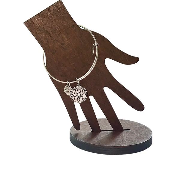 Alex and Ani Silver Lotus Peace Petals Bangle Bracelet EUC - Picture 4 of 7